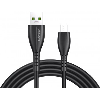 Awei CL-115M micro USB Cable 2.4A Καλώδιο φόρτισης και Μεταφοράς Δεδομένων 1Μ Μαύρο