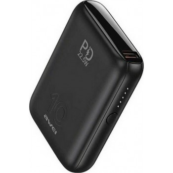 Awei P115K Power Bank 9000mAh 22.5W με Θύρα USB-A και Θύρα USB-C Quick Charge 3.0 / Power Delivery - Μαύρο