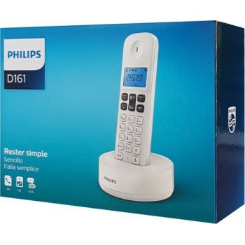 Philips D1611 Ασύρματο Τηλέφωνο με Aνοιχτή Aκρόαση - Λευκό
