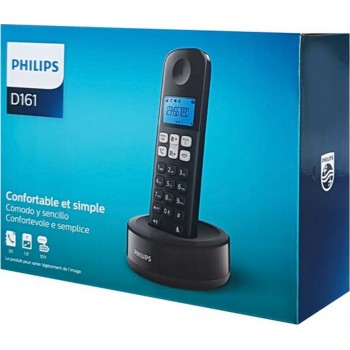 Philips D1611 Ασύρματο Τηλέφωνο με Aνοιχτή Aκρόαση - Μαύρο