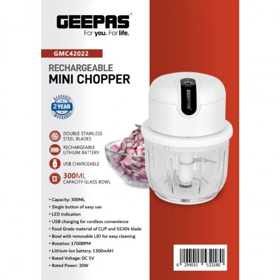 GEEPAS RECHARGEABLE MINI CHOPPER 