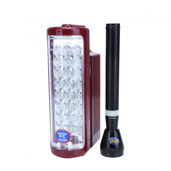 Geepas Rechargeable LED Lantern & 1Pc Torch | Emergency Lantern with Light Dimmer Function