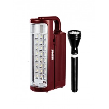 Geepas Rechargeable LED Lantern & 1Pc Torch | Emergency Lantern with Light Dimmer Function