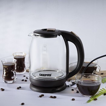 Geepas Electric Kettle Glass Body, Boil Dry Protection & Auto Shut Off
