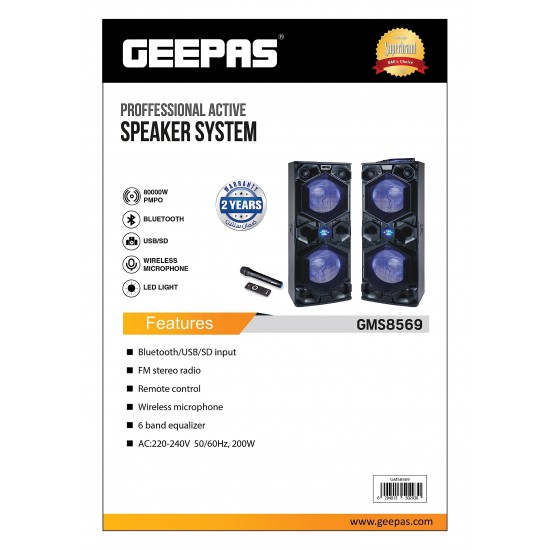 Geepas GMS8569 Professional Active Speaker System with Bluetooth