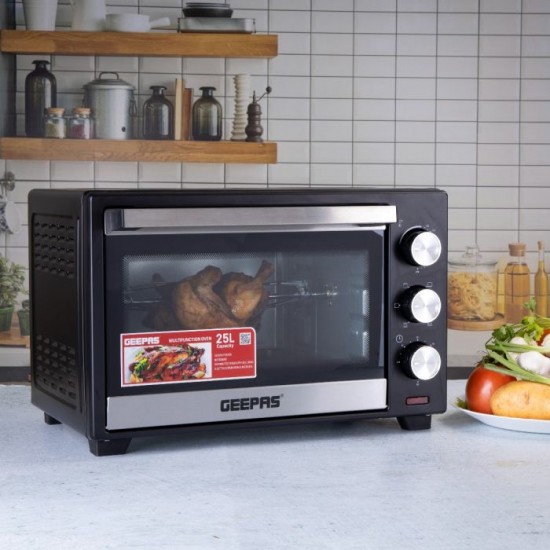 Geepas Oven 6 Stages Heating Selector Electric Oven With Rotisserie 