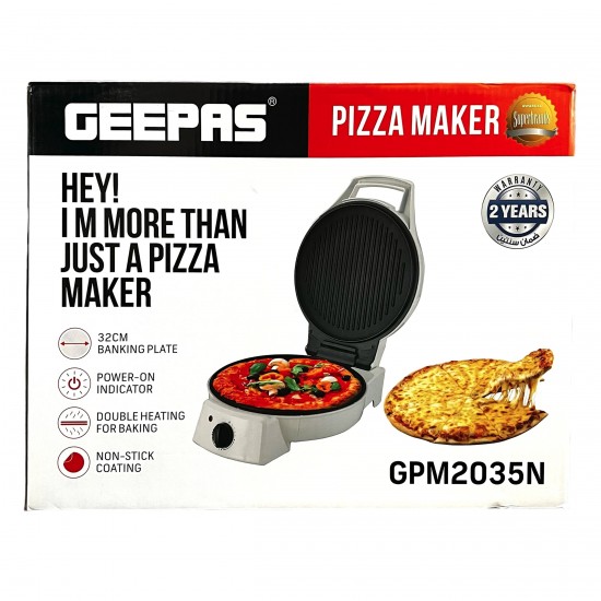  Geepas Portable Design 1800W Pizza Maker with 32 Cm Non-stick Baking Plate & Power-On Indicator