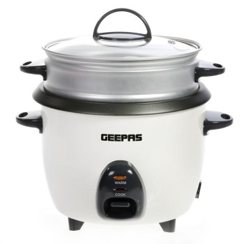 Geepas 1L Electric Rice Cooker -Cook/Warm/Steam, High-Temperature Protection