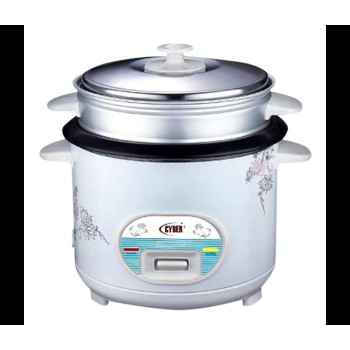 CYBER CYRC-7174 Electric Rice Cooker 1.8L with Steamer - White