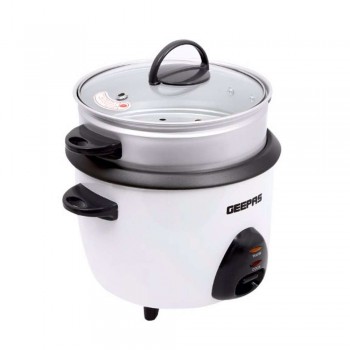 Geepas GRC4325 1L Electric Rice Cooker -Cook/Warm/Steam, High-Temperature Protection (UK Plug)