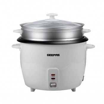 Geepas GRC4327N Rice Cooker & Steamer Non-Stick Inner Pot 2.8L 900W - White (UK Plug)