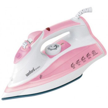 Sanford SF46SI Non-Stick Sole Plate Electric Steam Iron 2200W (200ml Water Tank) - Pink & White (UK Plug)
