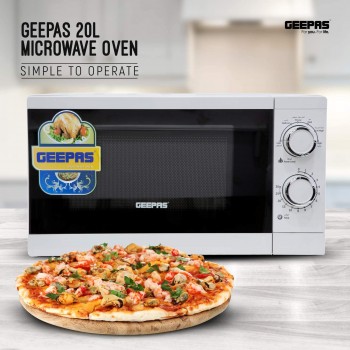 Geepas GMO1894 20L Microwave Oven | 1200W Solo Microwave with 6 Power Levels and a Timer