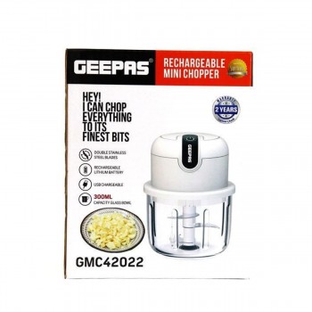 GEEPAS GMC42022 STAINLESS STEEL CUTTER RECHARGEABLE MINI CHOPPER 300ML 