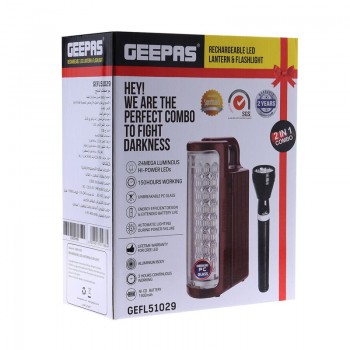 Geepas GEFL51029 Combo Rechargeable LED Lantern & Flashlight 