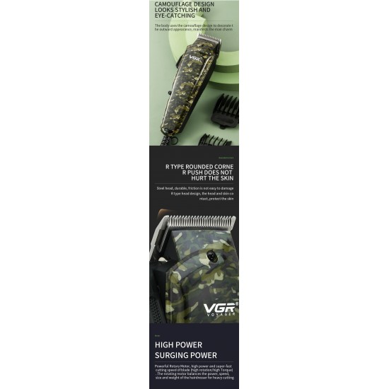 VGR Camouflage Professional Corded Hair Clipper V-126