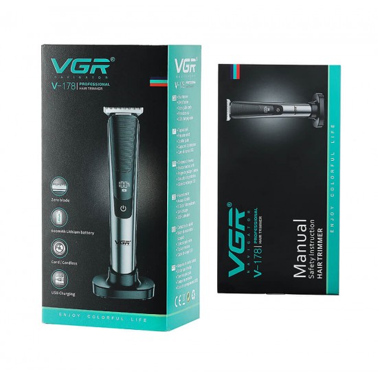 VGR Professional Hair Clipper with LED Display V-178