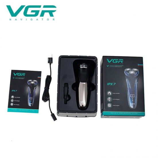 VGR Mens Electric Shaver Whole-Body Waterproof 3D Floating Beard Trimmer with LCD Display V-306