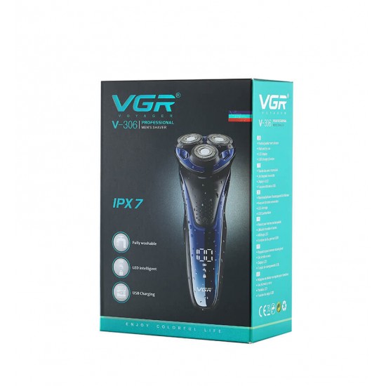 VGR Mens Electric Shaver Whole-Body Waterproof 3D Floating Beard Trimmer with LCD Display V-306