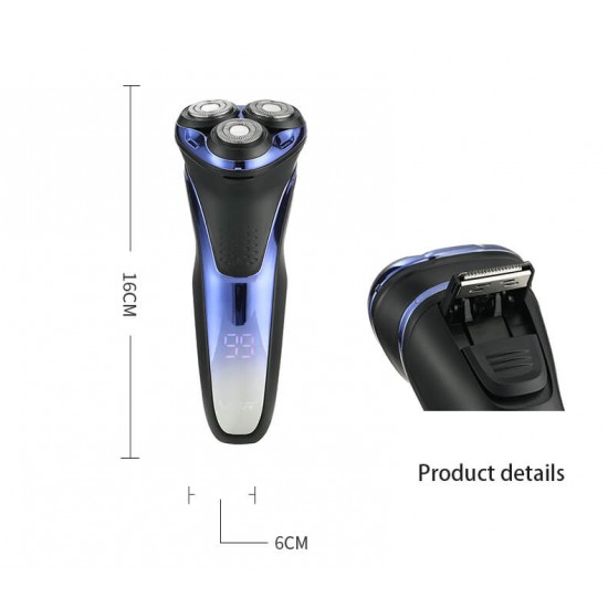 VGR Mens Electric Shaver Whole-Body Waterproof 3D Floating Beard Trimmer with LCD Display V-306