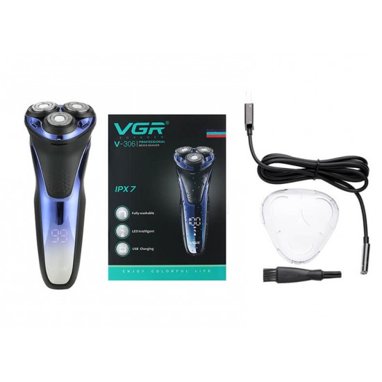 VGR Mens Electric Shaver Whole-Body Waterproof 3D Floating Beard Trimmer with LCD Display V-306