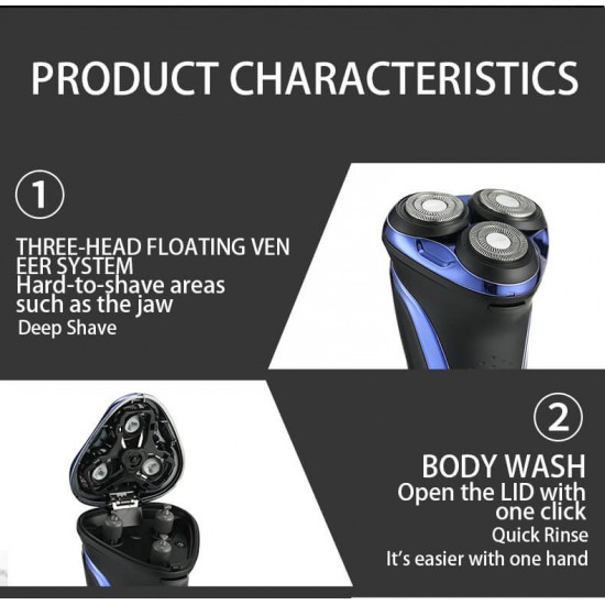VGR Mens Electric Shaver Whole-Body Waterproof 3D Floating Beard Trimmer with LCD Display V-306