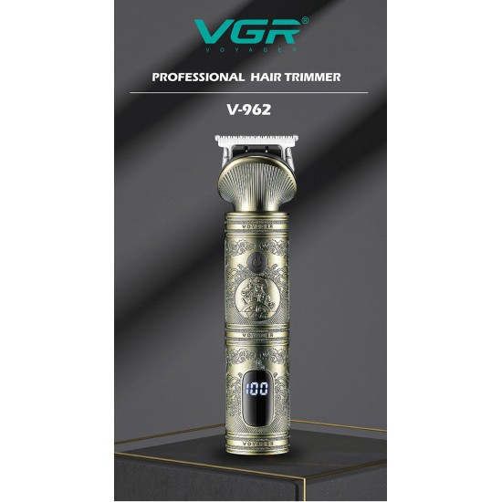 VGR Professional Hair Trimmer Zero Cutting USB Charging Led Display Cord& Cordless V-962