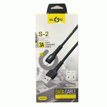 KLGO S2 3A 1M MICRO USB QUICK CHARGE FAST MOBILE CHARGING CABLE - BLACK