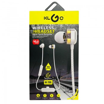 KLGO HK-20BL WATER PROOF IPX4 V5.0 BLUETOOTH NECK BAND - WHITE