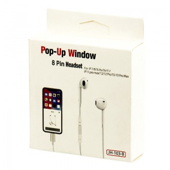 JH-103-B Earbuds Handsfree με Βύσμα Lightning Λευκό (OEM)