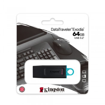 Kingston 64Gb Datatraveler Exodia Usb Flash Drivewith Protective Cap And Keyring In Multiple Colors (Dtx/64Gb)