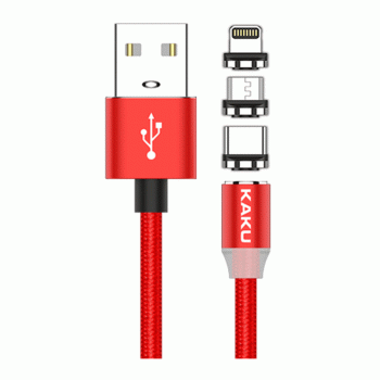 KAKU (KSC-320) BRAIDED / MAGNETIC USB TO LIGHTNING / TYPE-C / MICRO USB CABLE 1M  - RED
